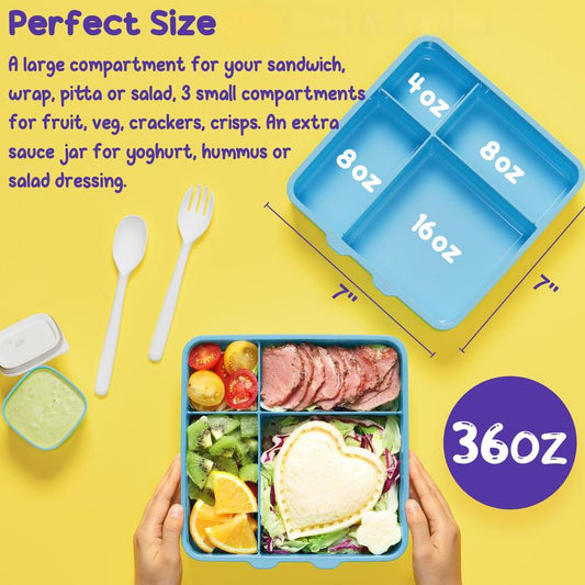 Fimibuke Chill Bento Box – Leak-Proof, BPA-Free, 4 Compartments + Ice Pack