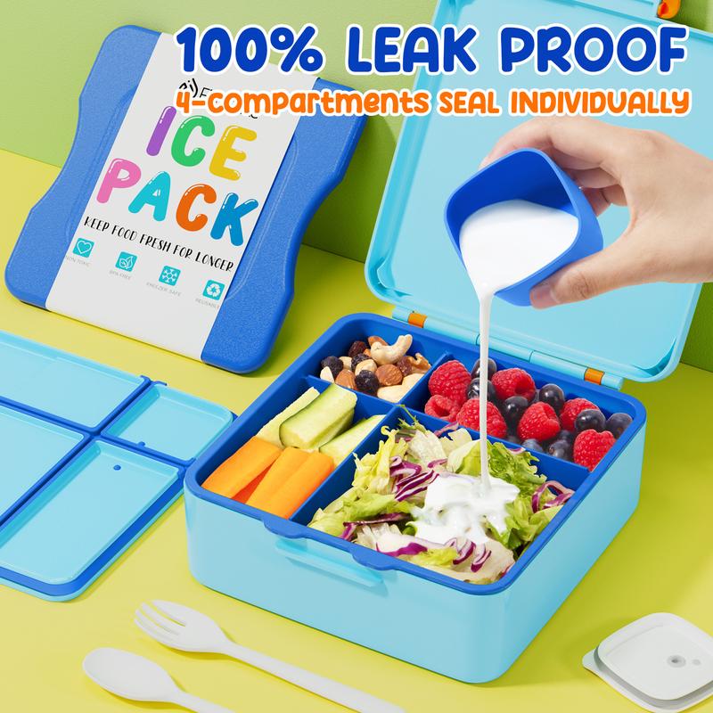Fimibuke Chill Bento Box – Leak-Proof, BPA-Free, 4 Compartments + Ice Pack
