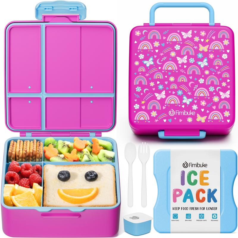 Fimibuke Chill Bento Box – Leak-Proof, BPA-Free, 4 Compartments + Ice Pack