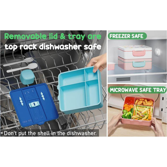 Fimibuke Bento Lunch Box, Leak-proof,4-Compartment,BPA Free,Dishwasher Safe,Insulated lunch Bag, Stainless Steel Insulated Water Bottle/Food Jar, Ice Pack & Utensils Set,Birthday's Gift,Back to School Gift,Dealsforyoudays