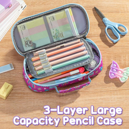 Fimibuke 3PCS Girls Backpack Set – Waterproof Bag with Lunch & Pencil Case