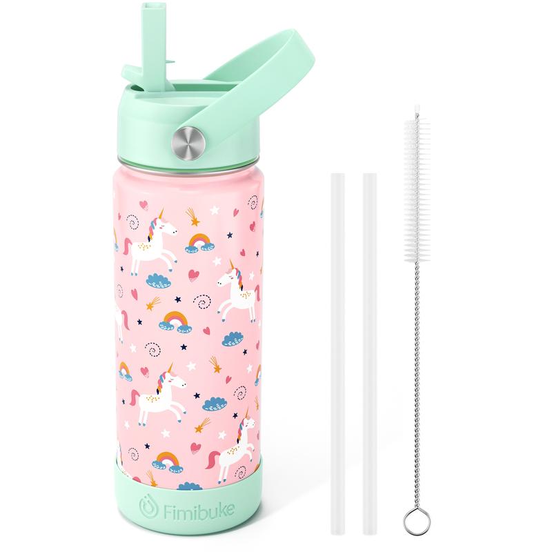 Fimibuke 18oz Insulated Water Bottle – BPA-Free Stainless Steel, Leak-Proof Straw