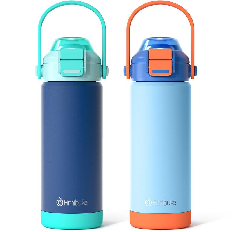 Fimibuke 2-Pack Insulated Water Bottles – Leak-Proof, Straw & Spout Lid