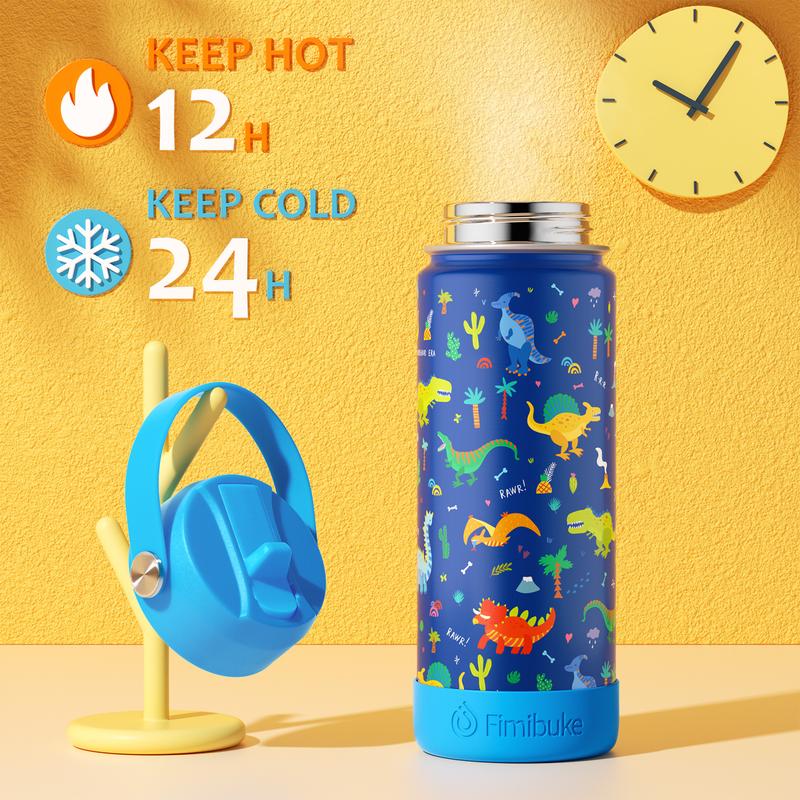 Fimibuke 18oz Insulated Water Bottle – BPA-Free Stainless Steel, Leak-Proof Straw