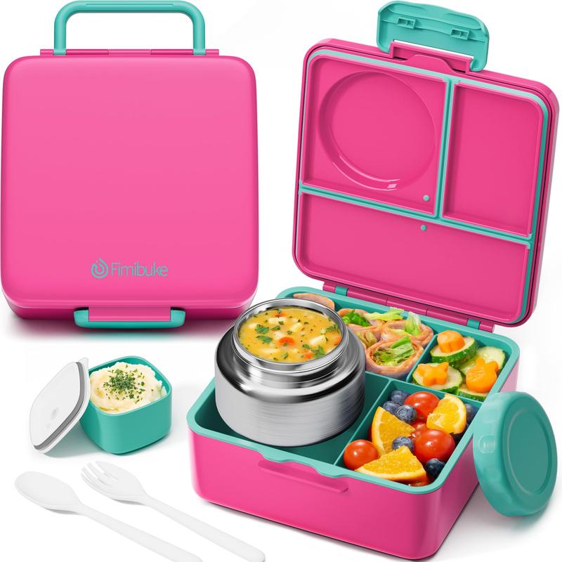 Fimibuke Bento Box – BPA-Free Leakproof Lunch Box with Thermos, Utensils & Jar