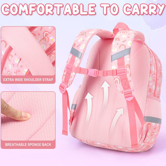 Fimibuke 3PCS Girls Backpack Set – Waterproof Bag with Lunch & Pencil Case