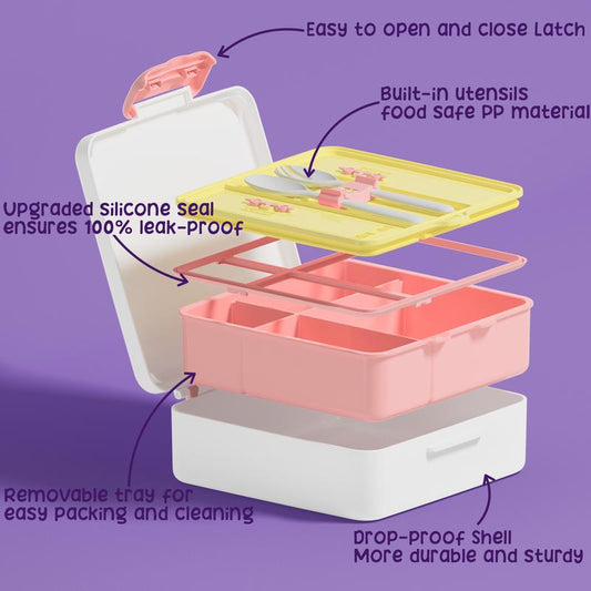 Fimibuke Bento Lunch Box with 4 Compartments, Insulated lunch Bag, Stainless Steel Insulated Thermos, Ice Pack & Utensils, Birthday Gifts Back to School Girls Boys dealsforyoudays