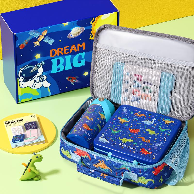 Fimibuke Bento Lunch Box, Leak-proof,4-Compartment,BPA Free,Dishwasher Safe,Insulated lunch Bag, Stainless Steel Insulated Water Bottle/Food Jar, Ice Pack & Utensils Set,Birthday's Gift,Back to School Gift,Dealsforyoudays