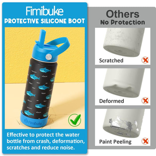 Fimibuke Insulated Water Bottle - 18oz BPA-FREE 18/8 Stainless Steel Cup with Straw Travel Tumbler Double Wall Vacuum Leak Proof Water Bottle for School Boys Girls Mug Springtok