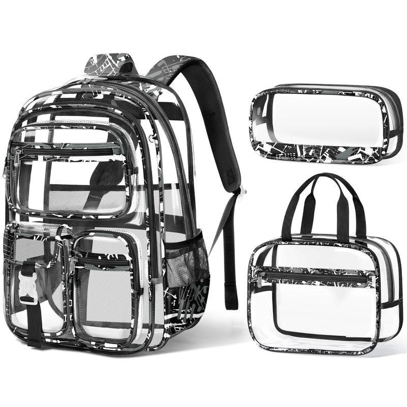 Fimibuke Clear Waterproof Backpack Set – 3PCS with Lunch Bag & Pencil Case