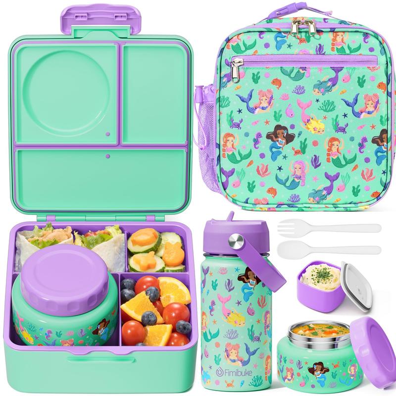 Fimibuke Bento Lunch Box Set – Leakproof 60oz with Thermos, Bottle & Lunch Bag