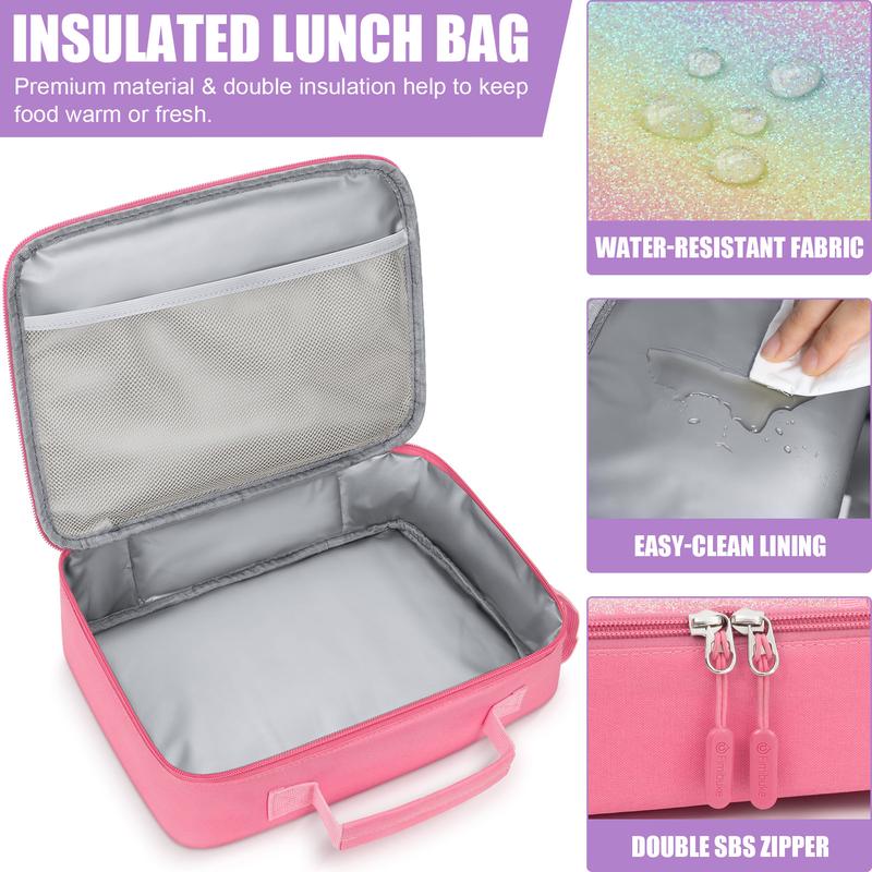 Fimibuke Bento Lunch Box with 4 Compartments, Insulated lunch Bag, Stainless Steel Insulated Thermos, Ice Pack & Utensils, Birthday Gifts Back to School Girls Boys dealsforyoudays
