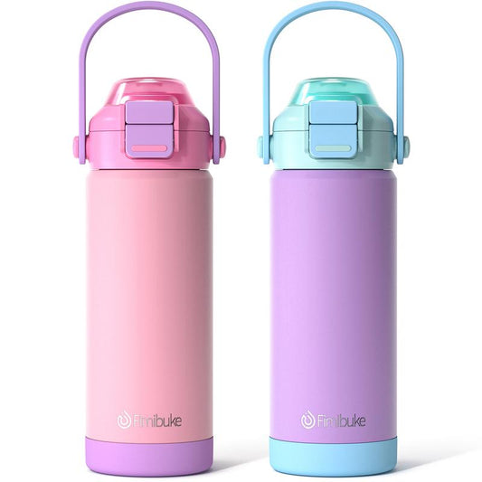 Fimibuke 2-Pack Insulated Water Bottles – Leak-Proof, Straw & Spout Lid