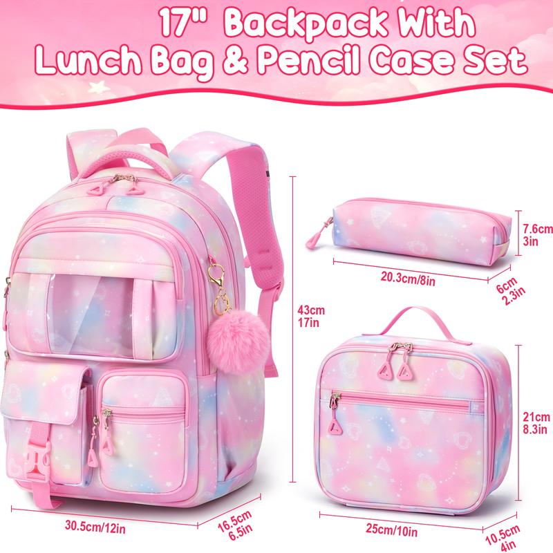 Fimibuke Waterproof Clear Backpack 3PCS Set with Lunch Box & Pencil Case – Lightweight School Backpack Stadium Approved for Elementary, Middle & High School Students TikTokShopBacktoSchool