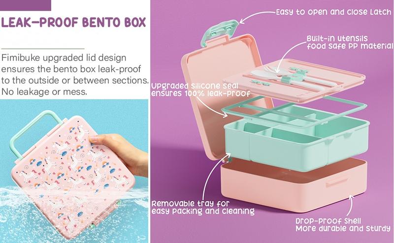 Fimibuke Bento Lunch Box, Leak-proof,4-Compartment,BPA Free,Dishwasher Safe,Insulated lunch Bag, Stainless Steel Insulated Water Bottle/Food Jar, Ice Pack & Utensils Set,Birthday's Gift,Back to School Gift,Dealsforyoudays