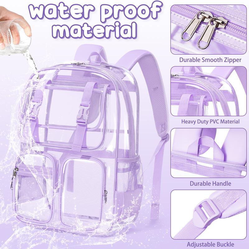 Fimibuke Waterproof Clear Backpack 3PCS Set with Lunch Box & Pencil Case – Lightweight School Backpack Stadium Approved for Elementary, Middle & High School Students TikTokShopBacktoSchool