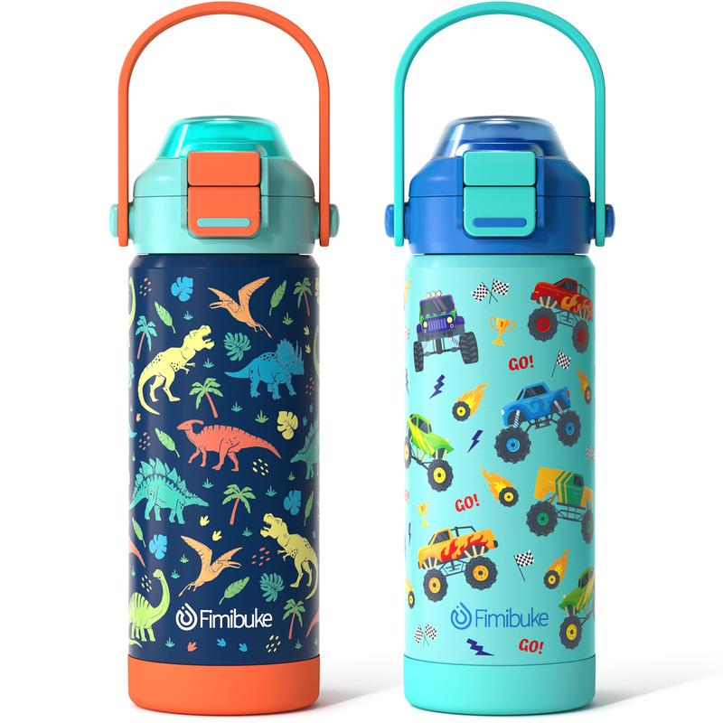 Fimibuke 2-Pack Insulated Water Bottles – Leak-Proof, Straw & Spout Lid