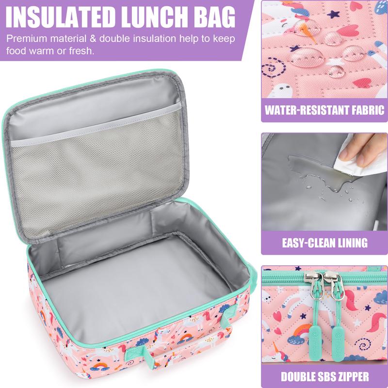 Fimibuke Bento Lunch Box, Leak-proof,4-Compartment,BPA Free,Dishwasher Safe,Insulated lunch Bag, Stainless Steel Insulated Water Bottle/Food Jar, Ice Pack & Utensils Set,Birthday's Gift,Back to School Gift,Dealsforyoudays