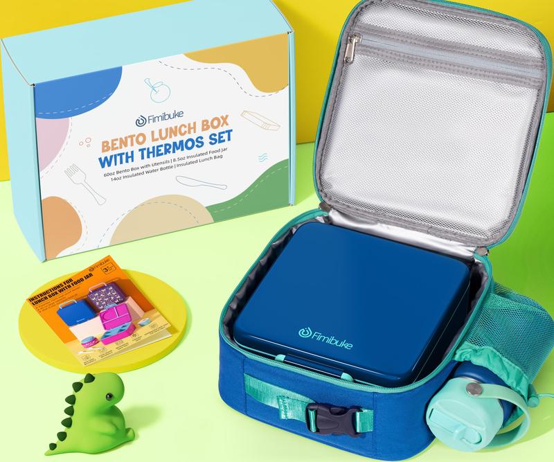 Fimibuke Bento Box – BPA-Free Leakproof Lunch Box with Thermos, Utensils & Jar