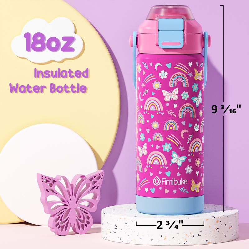 Fimibuke 2-Pack Insulated Water Bottles – Leak-Proof, Straw & Spout Lid