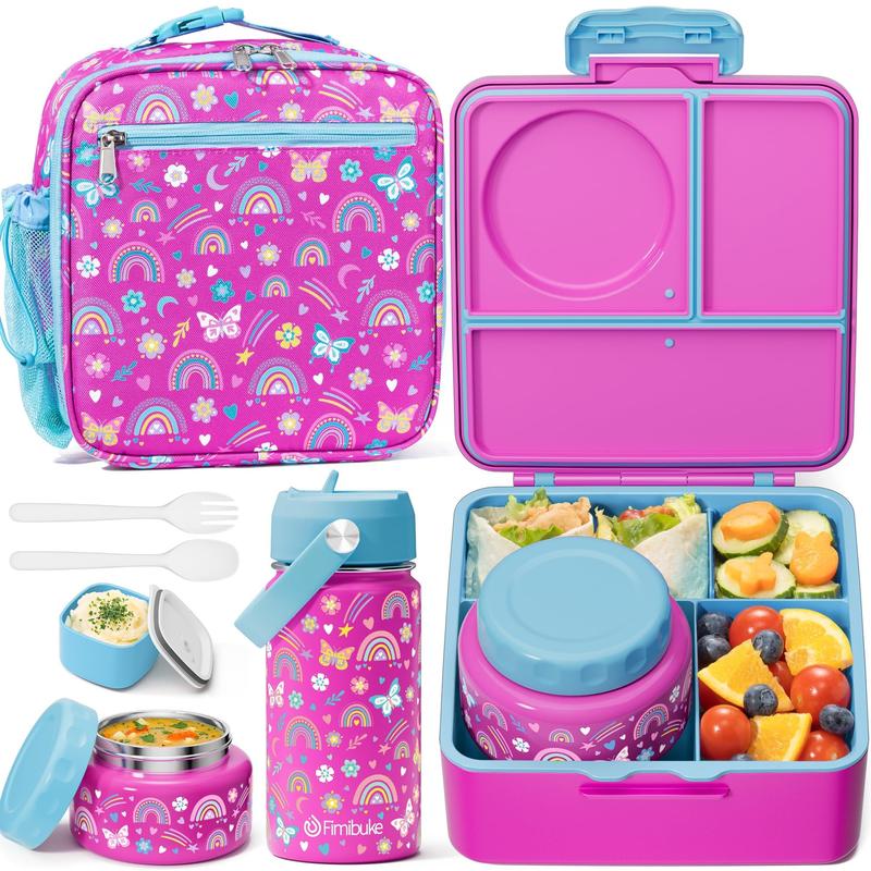 Fimibuke Bento Box – BPA-Free Leakproof Lunch Box with Thermos, Utensils & Jar