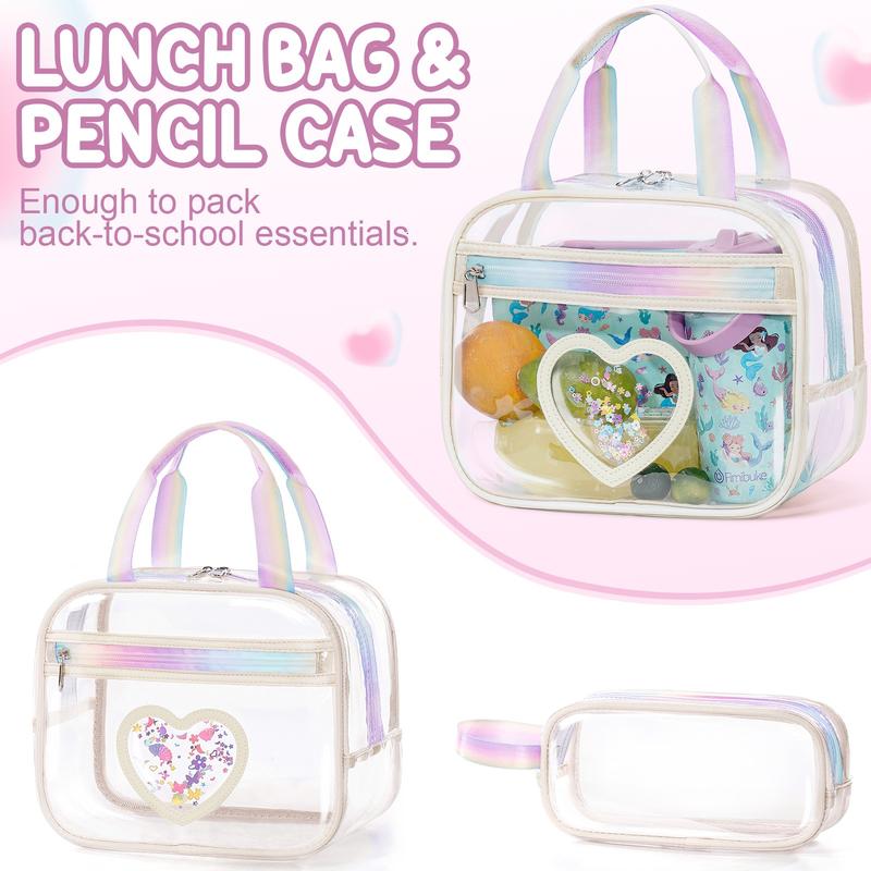 Fimibuke Clear Waterproof Backpack Set – 3PCS with Lunch Bag & Pencil Case