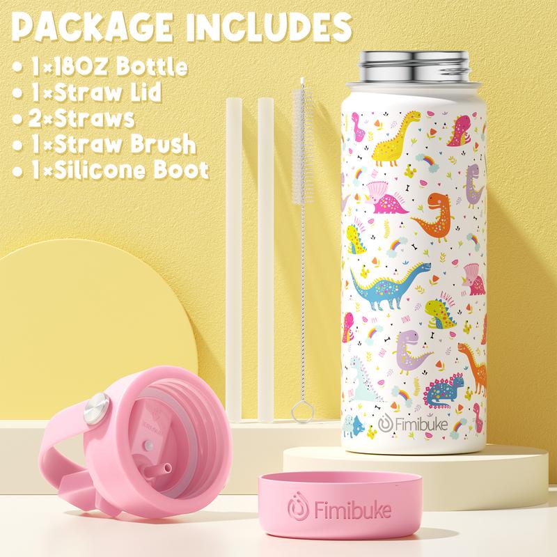 Fimibuke Insulated Water Bottle - BPA-FREE 18/8 Stainless Steel Cup with Straw Travel Tumbler Double Wall Vacuum Leak Proof Water Bottle for School Boys Girls dealsforyoudays
