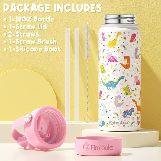 Fimibuke Insulated Water Bottle - BPA-FREE 18/8 Stainless Steel Cup with Straw Travel Tumbler Double Wall Vacuum Leak Proof Water Bottle for School Boys Girls dealsforyoudays