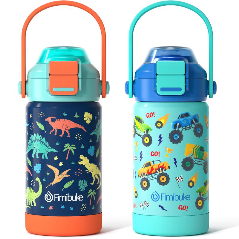 Fimibuke 2-Pack Insulated Water Bottles – Leak-Proof, Straw & Spout Lid