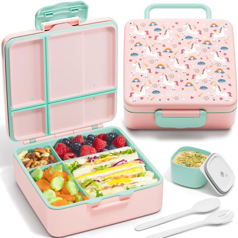 Fimibuke Bento Lunch Box, Leak-proof,4-Compartment,BPA Free,Dishwasher Safe, Utensils Set,Birthday's Gift,Back to School Gift Dealsforyoudays