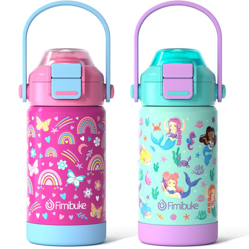 Fimibuke 2-Pack Insulated Water Bottles – Leak-Proof, Straw & Spout Lid