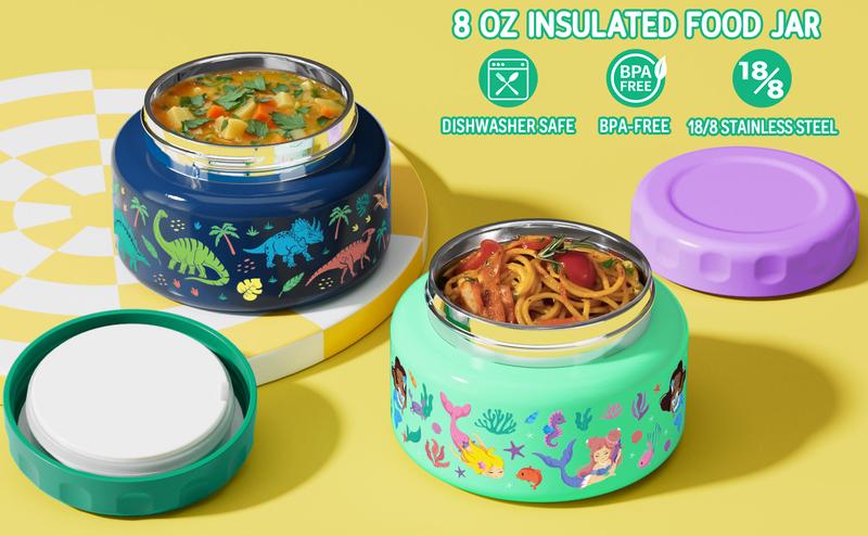 Fimibuke 60oz Leakproof Bento Lunch Box with 8oz Thermos, 3-4 Compartments, Sauce Jar & Utensils, BPA-Free, Dishwasher Safe dealsforyoudays