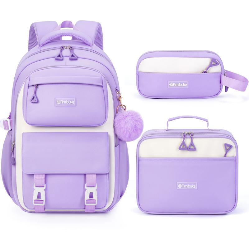 Fimibuke Girls School Backpack Set – 3PCS Waterproof with Lunch & Pencil Bag