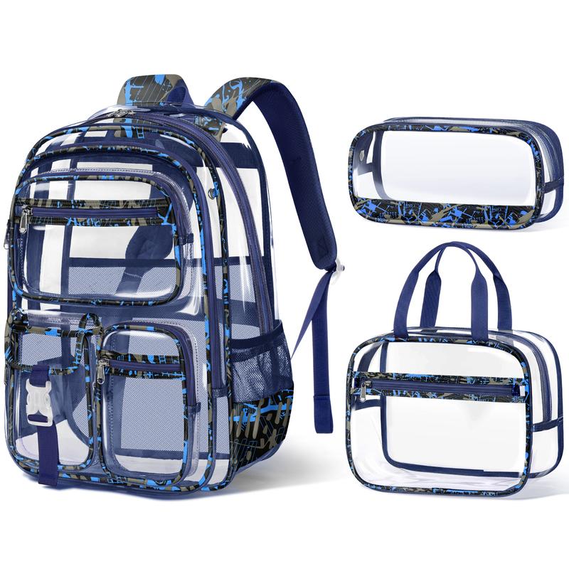 Fimibuke Clear Waterproof Backpack Set – 3PCS with Lunch Bag & Pencil Case