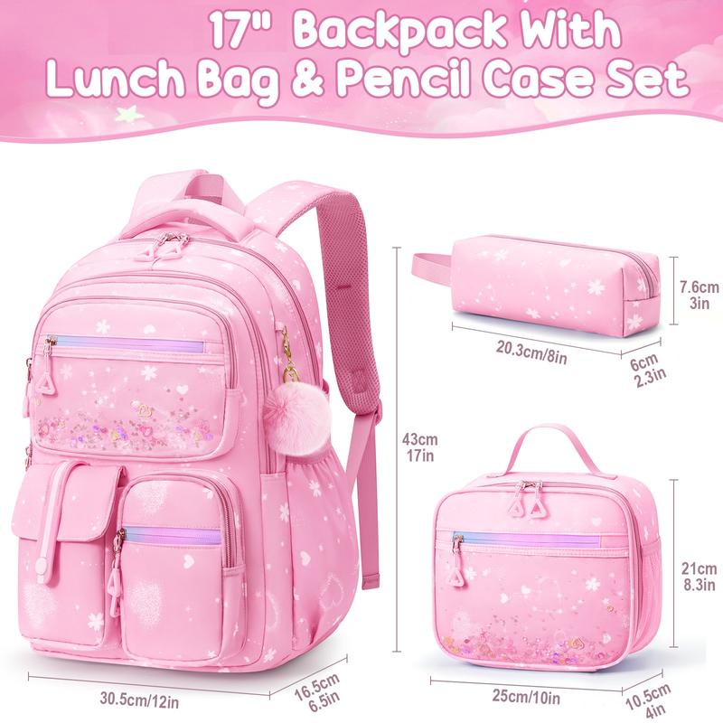 Fimibuke Waterproof Clear Backpack 3PCS Set with Lunch Box & Pencil Case – Lightweight School Backpack Stadium Approved for Elementary, Middle & High School Students TikTokShopBacktoSchool