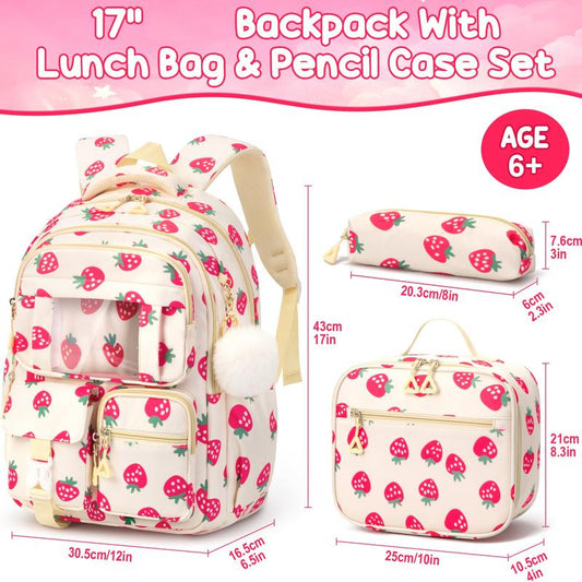 Fimibuke 3-in-1 Kids Backpack Set with Lunch Bag & Pencil Case