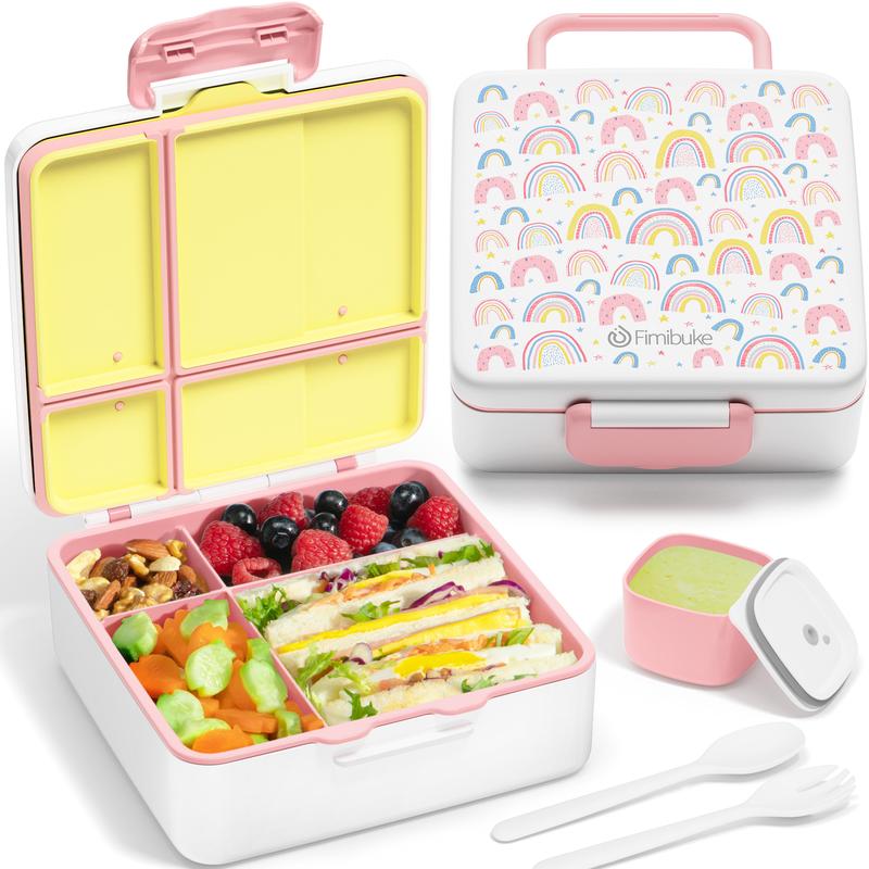 Fimibuke Bento Lunch Box, Leak-proof,4-Compartment,BPA Free,Dishwasher Safe, Utensils Set,Birthday's Gift,Back to School Gift Dealsforyoudays