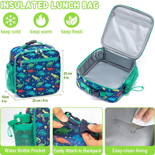 Fimibuke Bento Lunch Box with internal Thermos Food Jar, Leakproof 60oz 3-4 Compartments Lunch Box ,14OZ Thermos Water Bottle,8OZ Thermos Food Jar,lunch bag,Sauce Jar & Utensils, BPA-Free, Dishwasher Safe,Funny patterns,Back to school gift,Dealsforyoudays