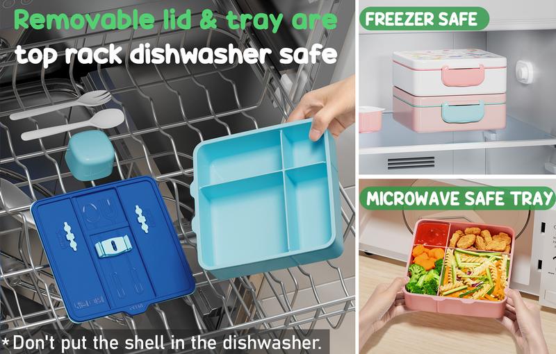 Fimibuke Bento Lunch Box, Leak-proof,4-Compartment,BPA Free,Dishwasher Safe,Insulated lunch Bag, Stainless Steel Insulated Water Bottle/Food Jar, Ice Pack & Utensils Set,Birthday's Gift,Back to School Gift,Dealsforyoudays