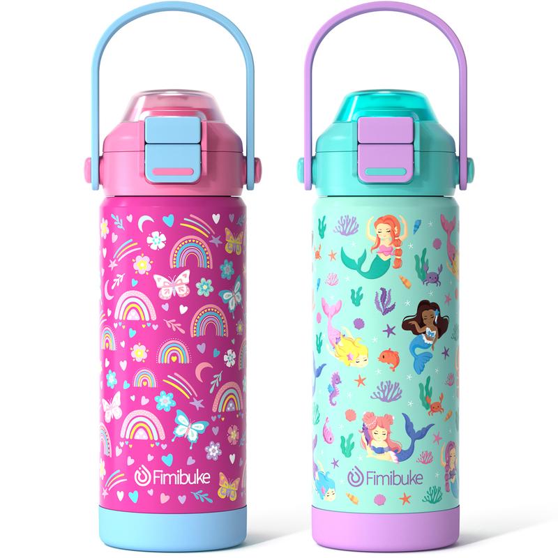 Fimibuke 2-Pack Insulated Water Bottles – Leak-Proof, Straw & Spout Lid