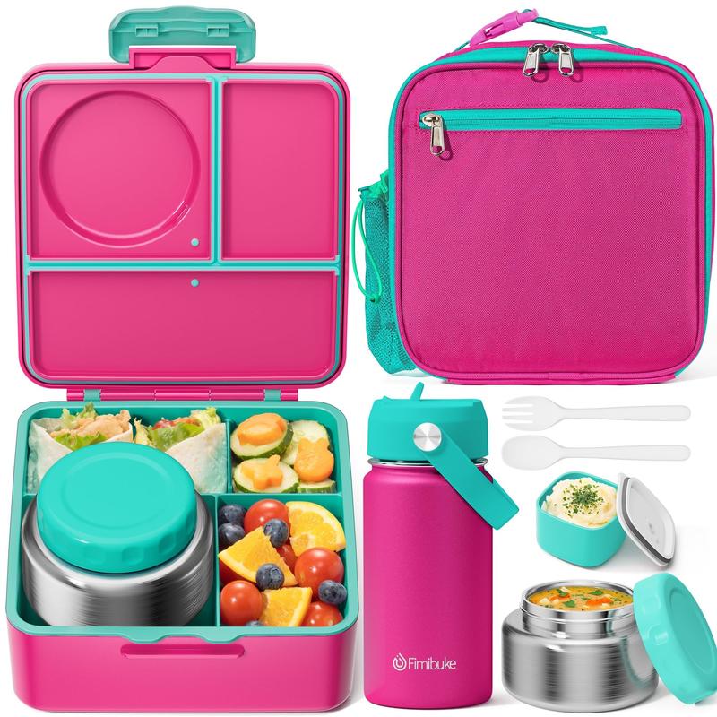 Fimibuke Bento Box – BPA-Free Leakproof Lunch Box with Thermos, Utensils & Jar