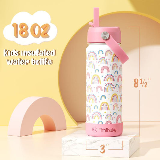 Fimibuke Insulated Water Bottle - BPA-FREE 18/8 Stainless Steel Cup with Straw Travel Tumbler Double Wall Vacuum Leak Proof Water Bottle for School Boys Girls dealsforyoudays